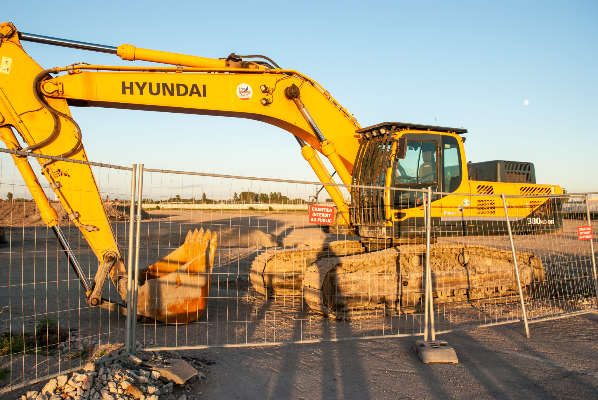 A construction site where a shopping centre will be built just outside the Eurotunnel Terminal. Police intercepted us taking photos of the site.